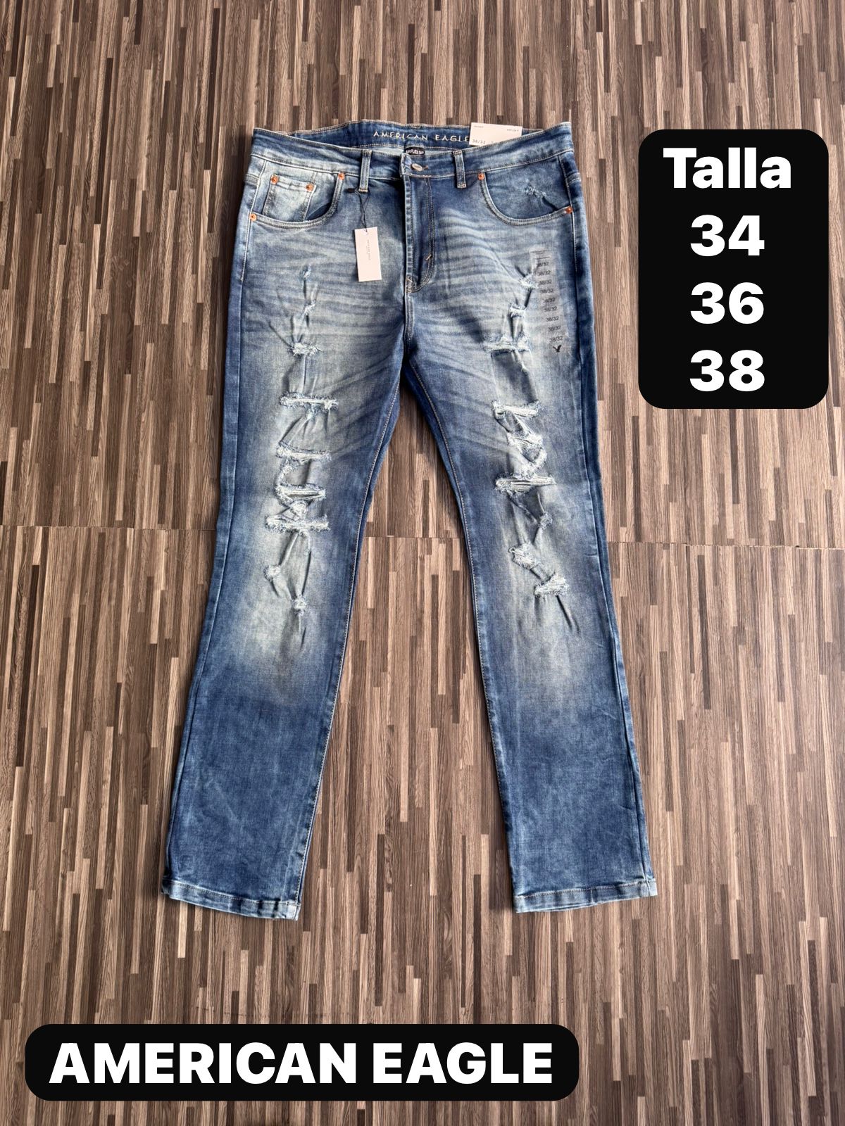 Jeans American Eagle réplica 1.1 Celeste Roto