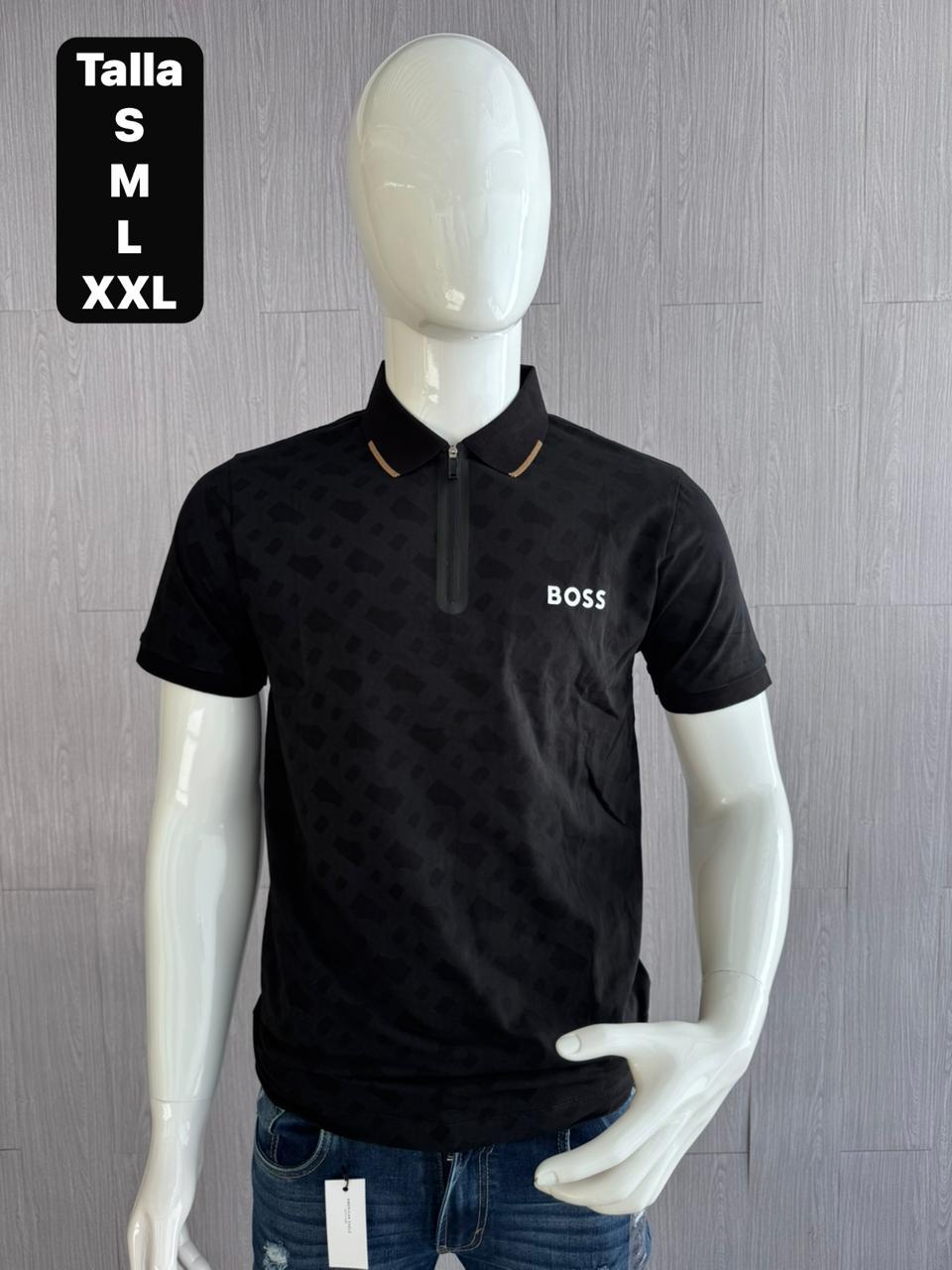 POLO HUGO BOSS ESTAMPADA NEGRA