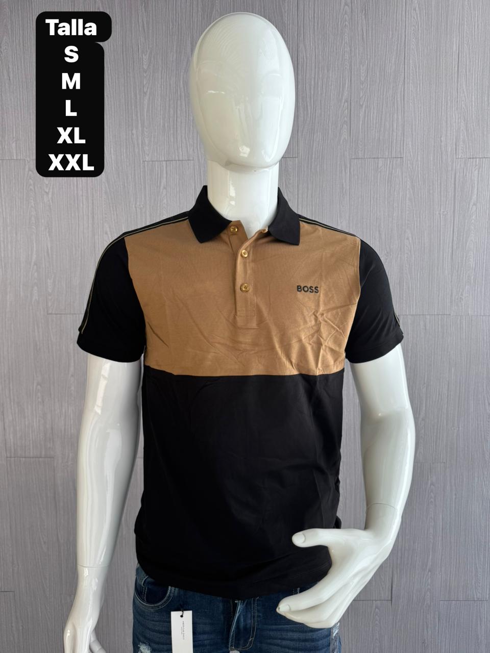 POLO HUGO BOSS MANGA DETALLE DUO CAFE