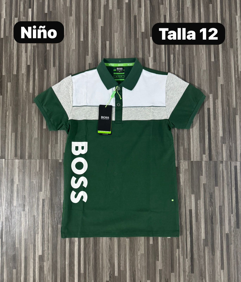 Polo para Niño Boss blanca