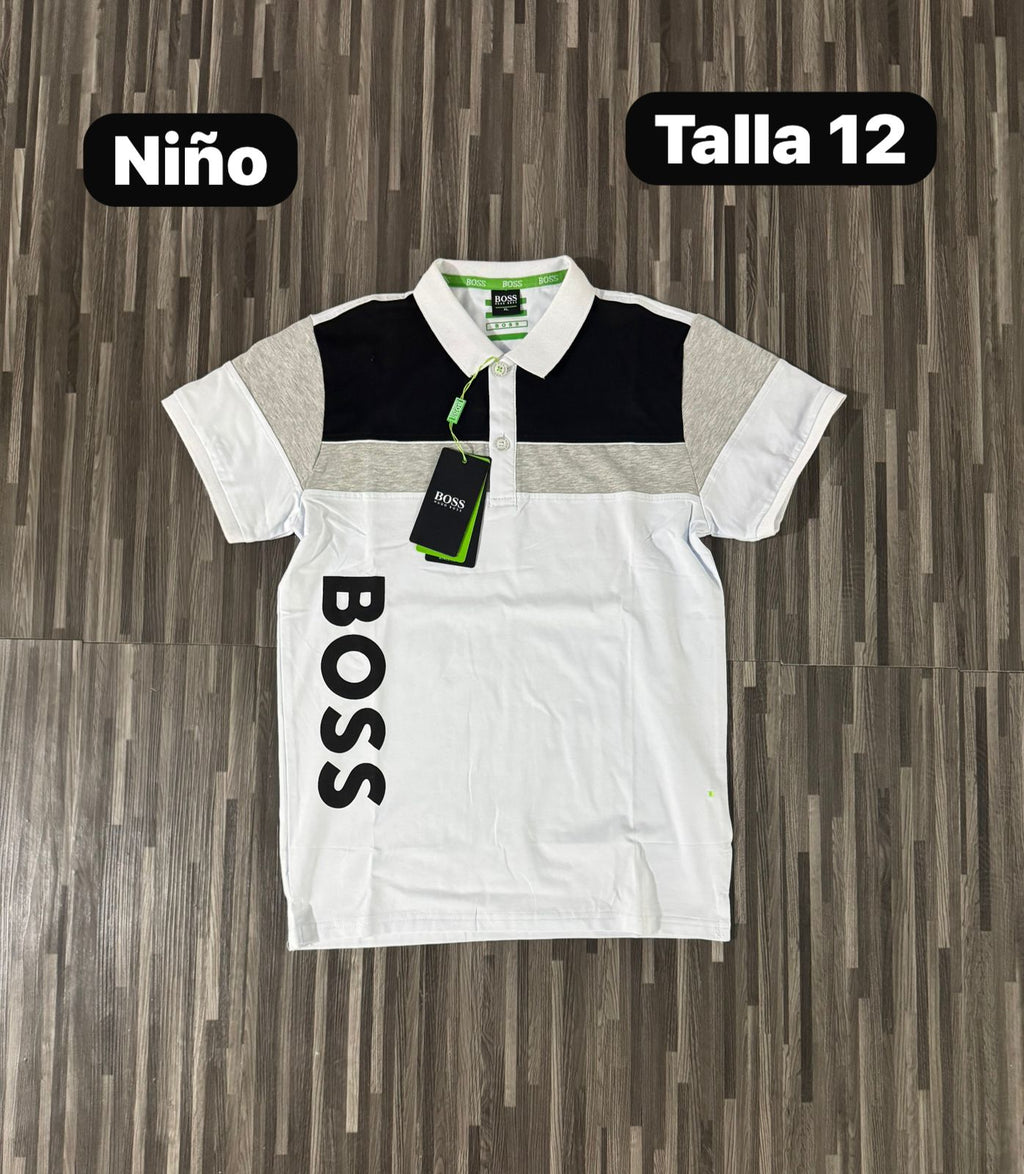Polo para Niño Boss blanca