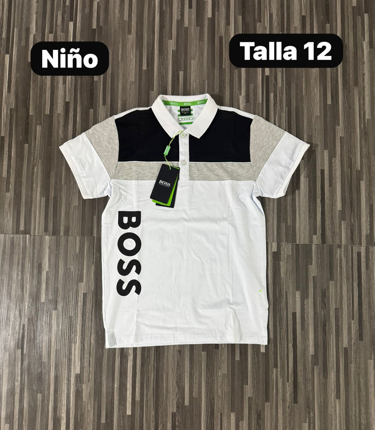 Polo para Niño Boss blanca