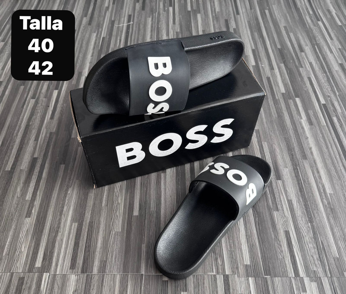 Sandalias Hugo Boss Negro Letras Blanco