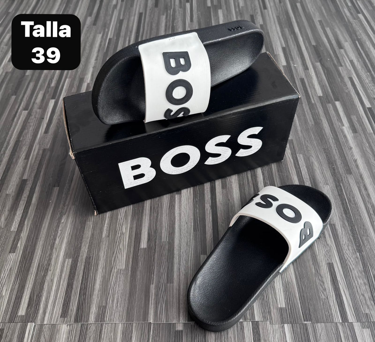 Sandalias Hugo Boss Blanca Letras Negras