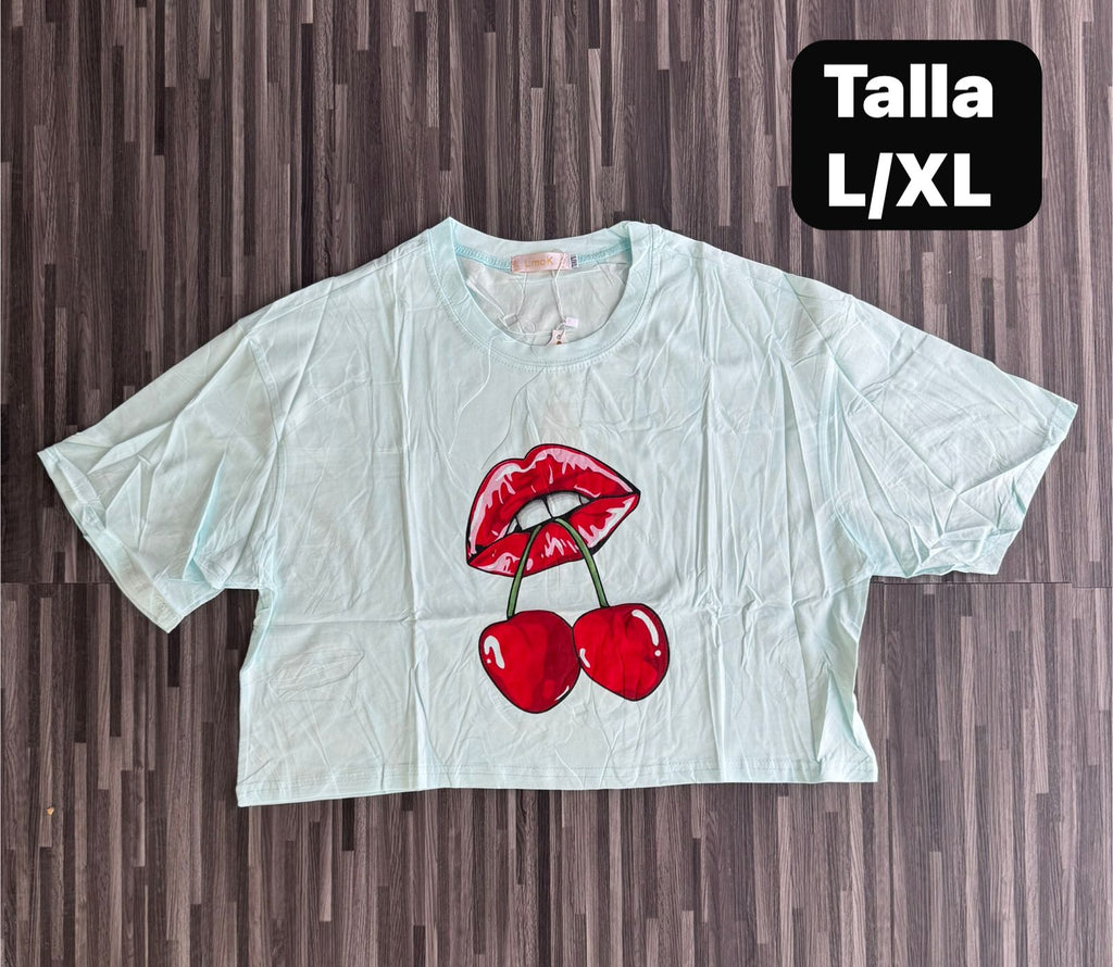 CROP TOP LABIOS CEREZA