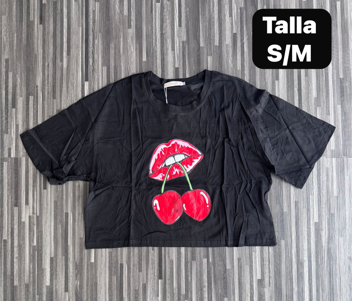 CROP TOP LABIOS CEREZA