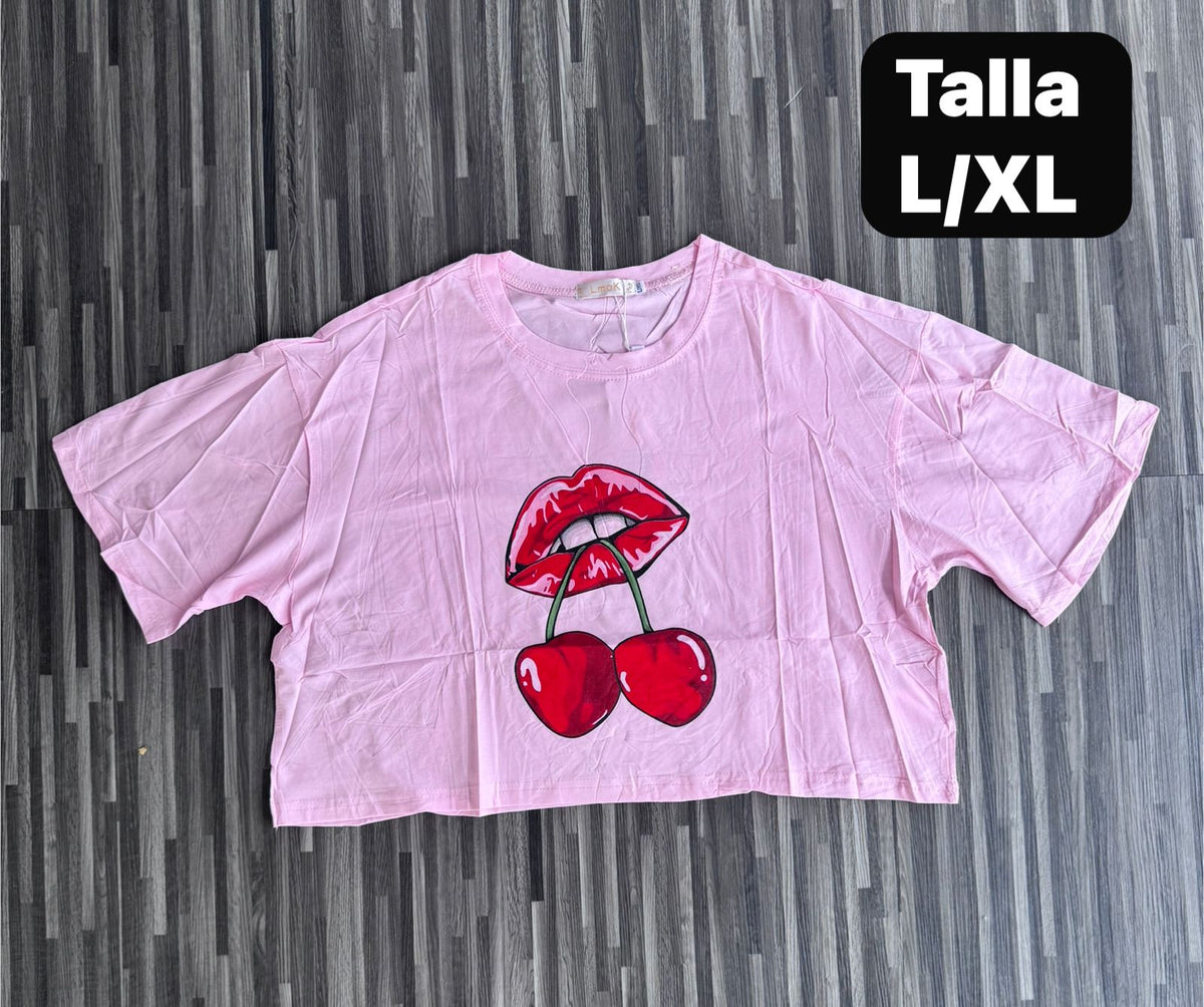 CROP TOP LABIOS CEREZA