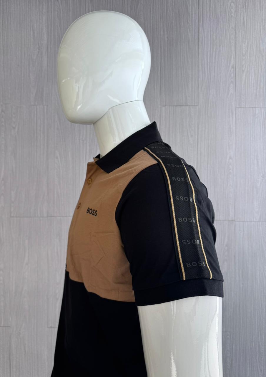 POLO HUGO BOSS MANGA DETALLE DUO CAFE